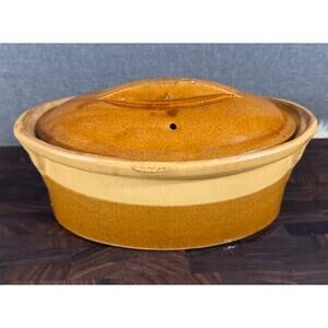 Vintage French Glazed Oval Terracotta Terrine or Tian